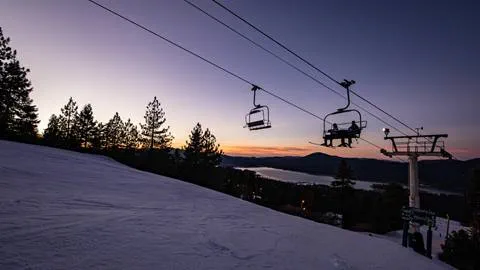 Night scenic person on chairlift